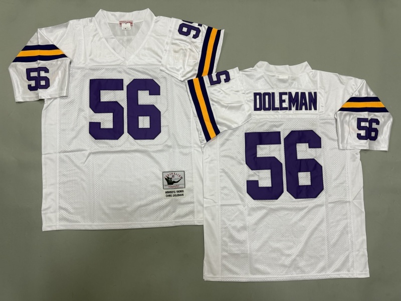 Men 2025 Minnesota Vikings #56 Doleman white Throwback Limited NFL Jersey style 001